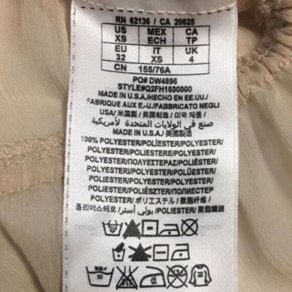 GUESS Sheer Beige Flutter Drawstring Blouse V-Neck XS - Glam Chic Y2K Whimsigoth - Picture 8 of 13